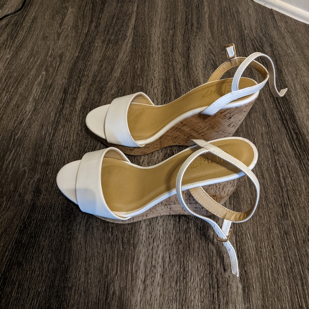 Y not White Sandal Cork Wedges